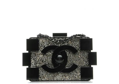 CHANEL Plexiglass Crystal Lego Clutch Black 